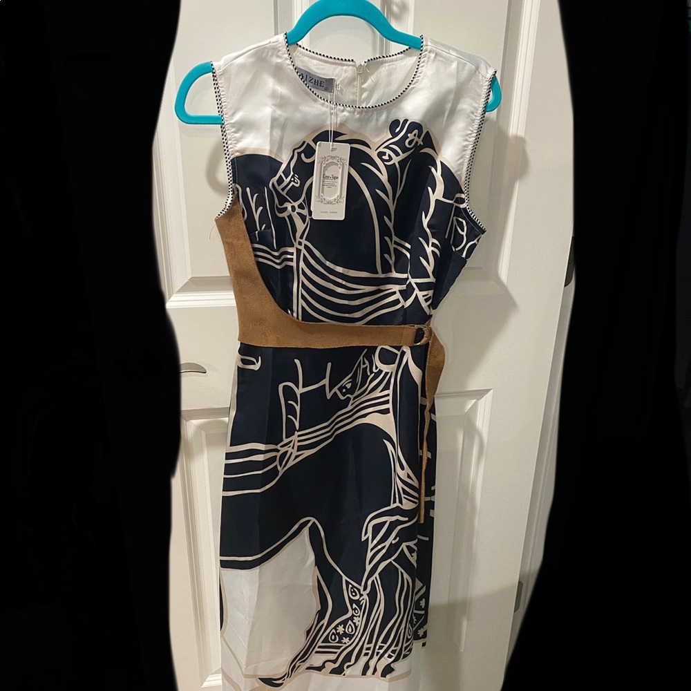 Unique head turner dress! Equestrian themed maxi dress US size 10